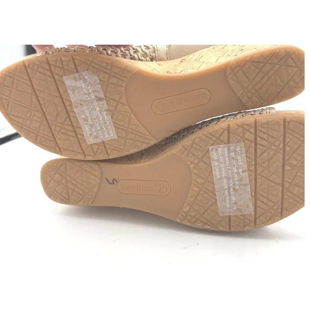 Baretraps Flossey Mary Jane Clogs Womens 9M Gold Perforated Platform Heels